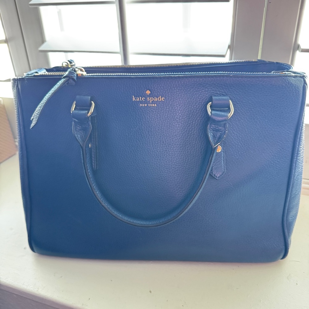 Kate Spade Mulberry Street Asilah Blue Leather Tote Shoulder Work/Baby Bag